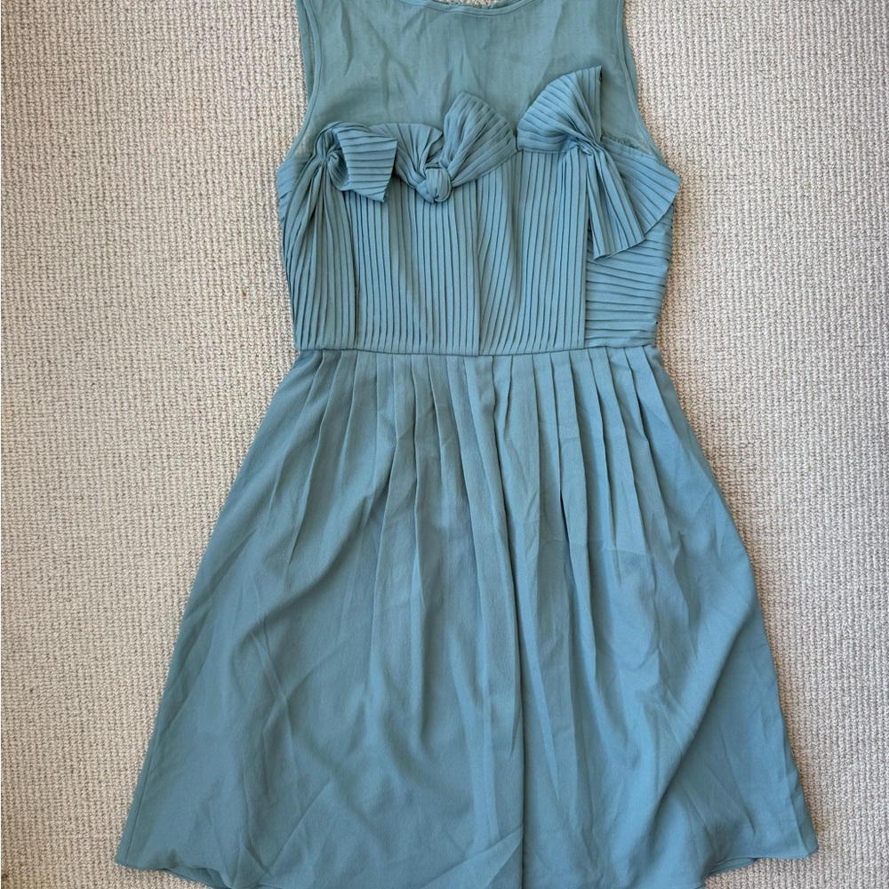 Hitherto Anthropologie Pleated Bow Dress Size 2 Sage Green Bridesmaid